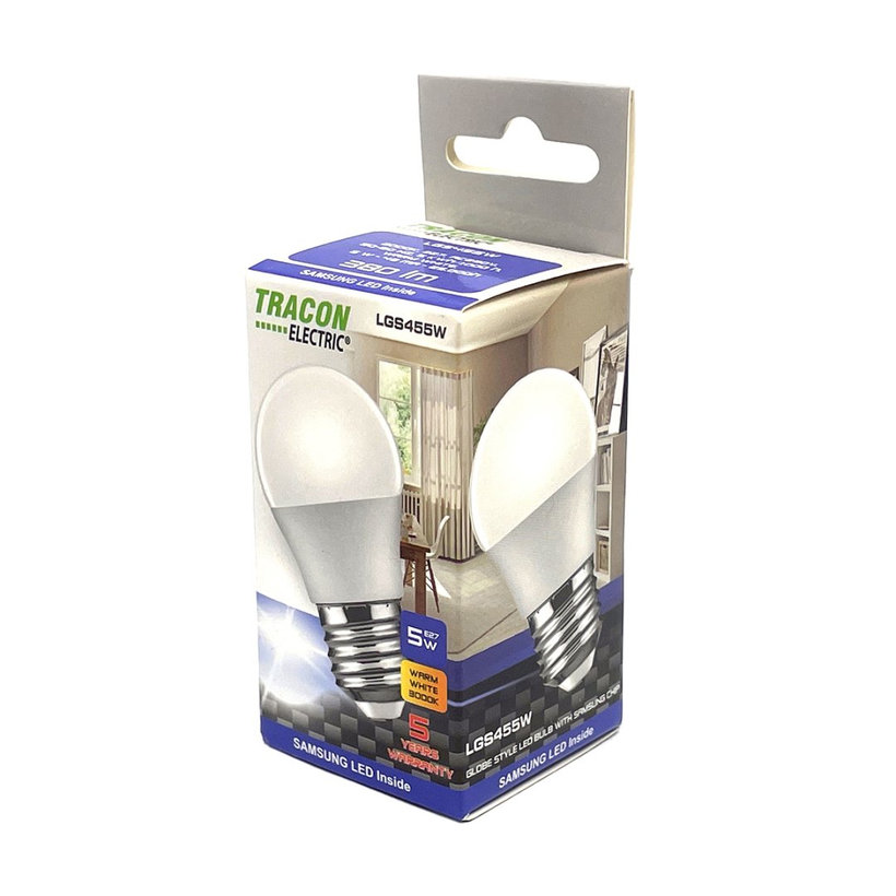 LED žárovka koule E27 5W - teplá- s chipem