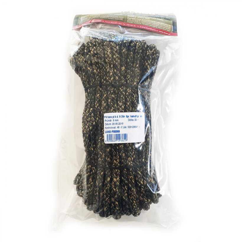 Polypropylenová šňůra pletená bez jádra CAMOUFLAGE 20m 8mm