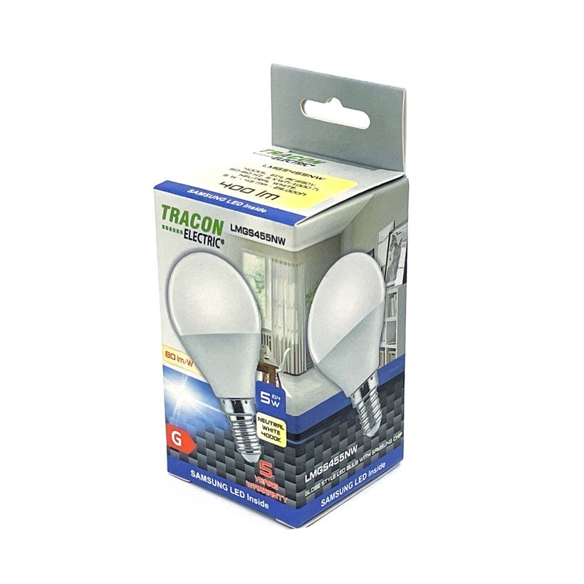 LED žárovka koule E14 5W - neutrální - s chipem