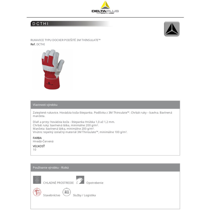 Zateplené pracovní rukavice DCTHI 10