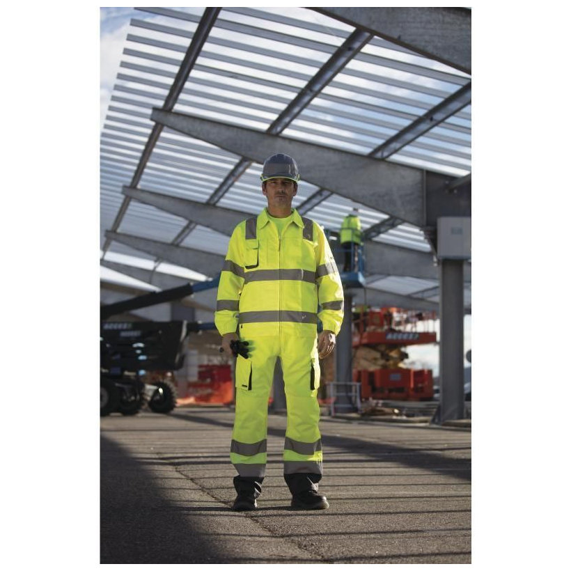 Reflexní pracovní kalhoty MACH2 HV žluté 3XL