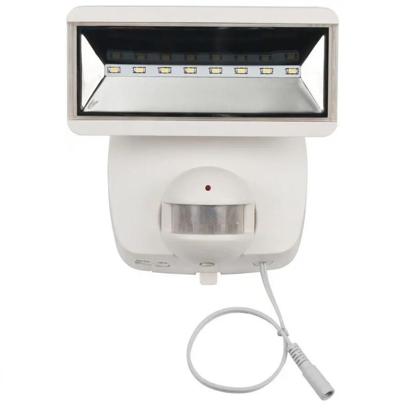 Solární LED reflektor s pohybovým PIR detektorem bílý