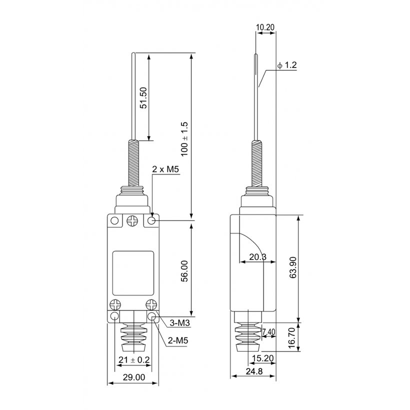 Koncový spínač s pružinovou pákou