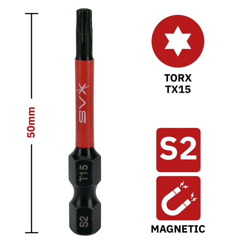 Bit magnetický TX15x50mm - 10ks