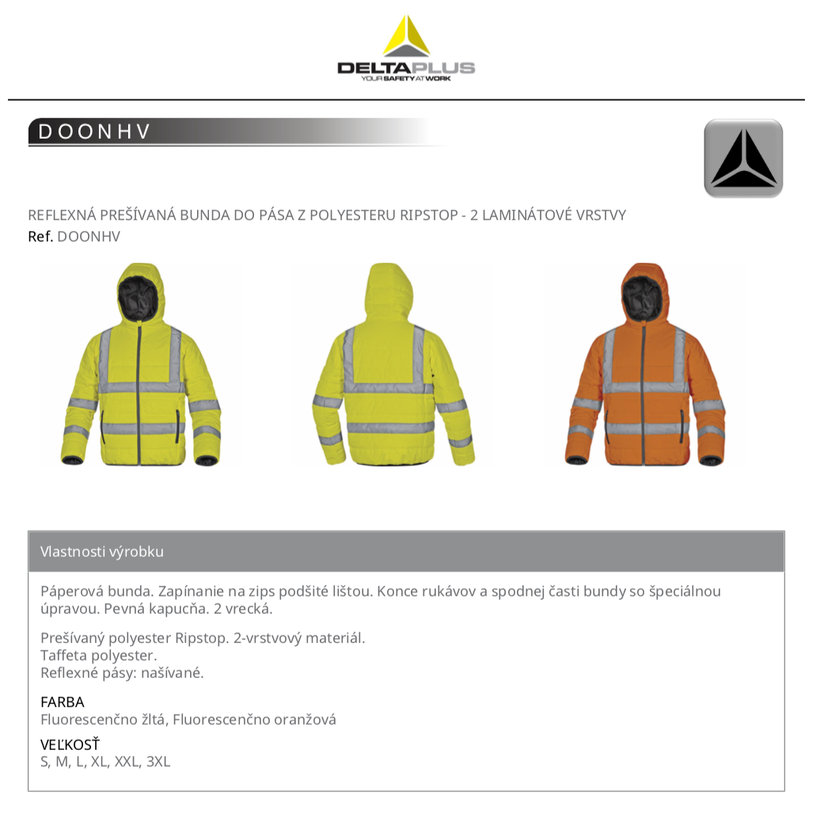 Reflexní prošívaná bunda DOON HV žlutá M