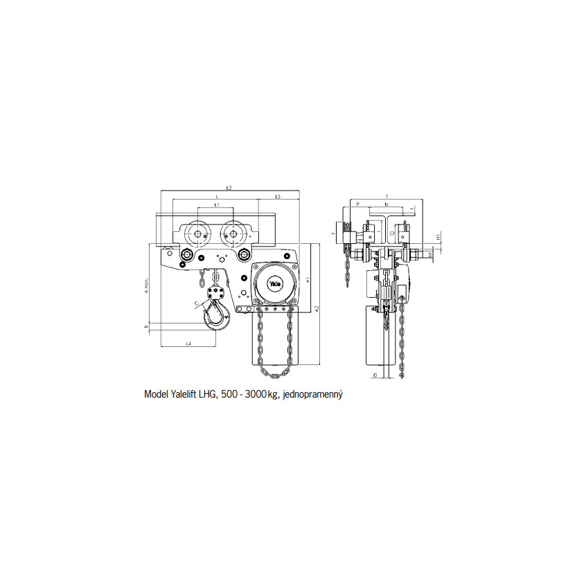 Ruční řetězový kladkostroj Yalelift LHG - vozík A