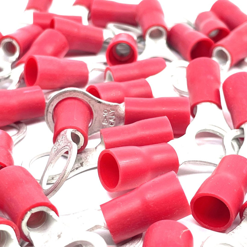 Izolované Cu kabelová oka lisovací červené 10mm²