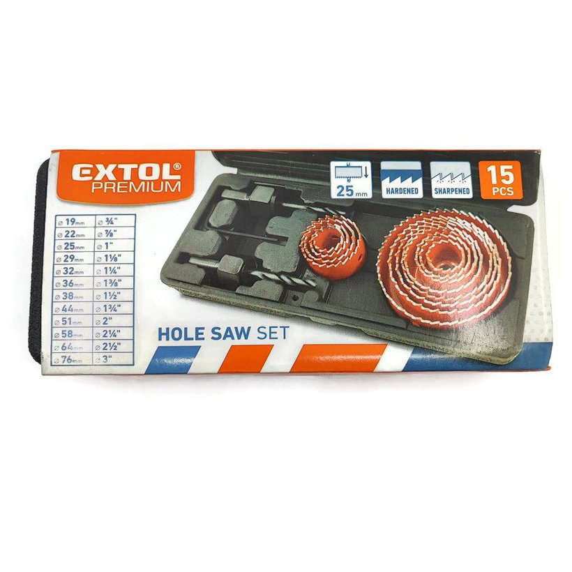 Vrtáky vykružovací korunkové 15-dílná sada