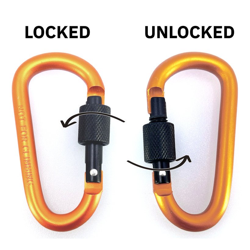 Hliníková karabina s pojistkou - oranžová