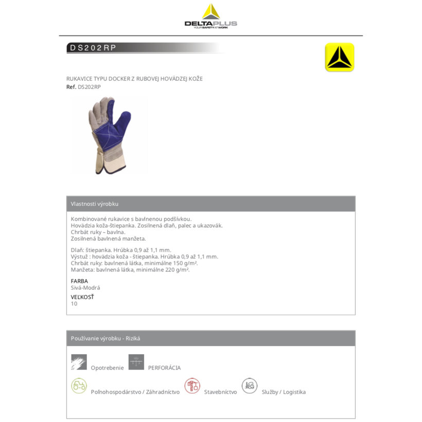 Pracovní rukavice DS202 kožené 10