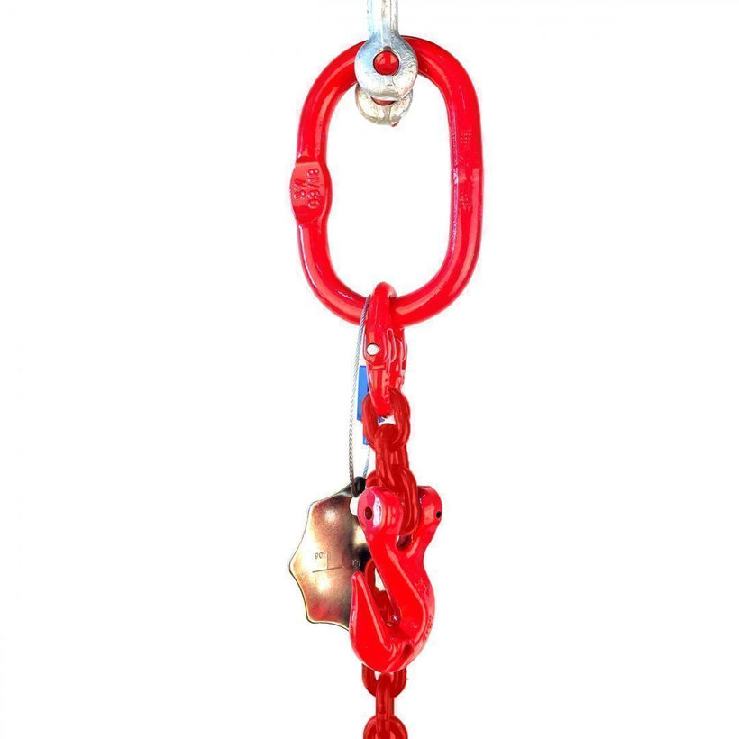 Řetězový závěs oko-hák tř 80 se zkracovačem (4 m, 8000 kg, 16 mm, červená)