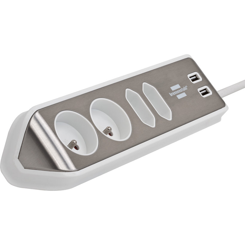 Rohový prodlužovací kabel 4zásuvkový 2 m stříbrný