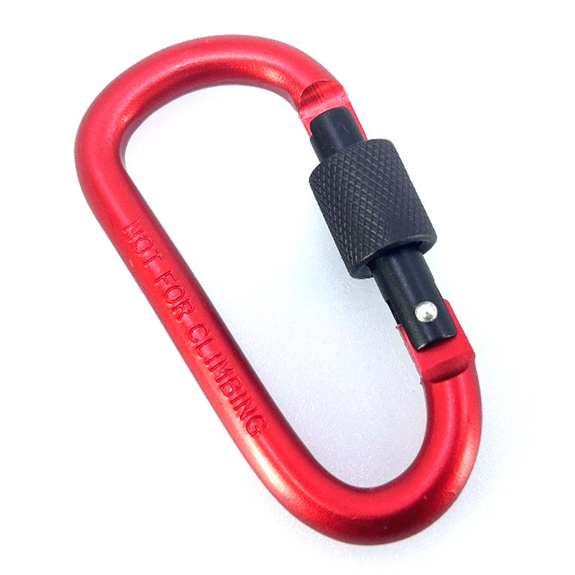 Hliníková karabina s pojistkou - červená