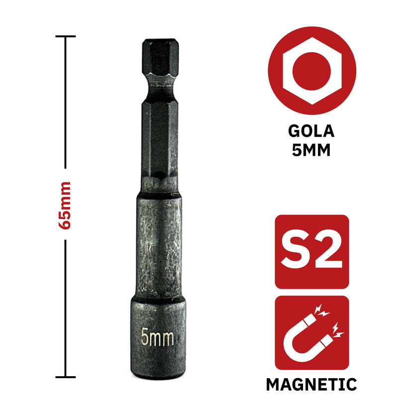 Gola hlava magnetická 5x65 mm
