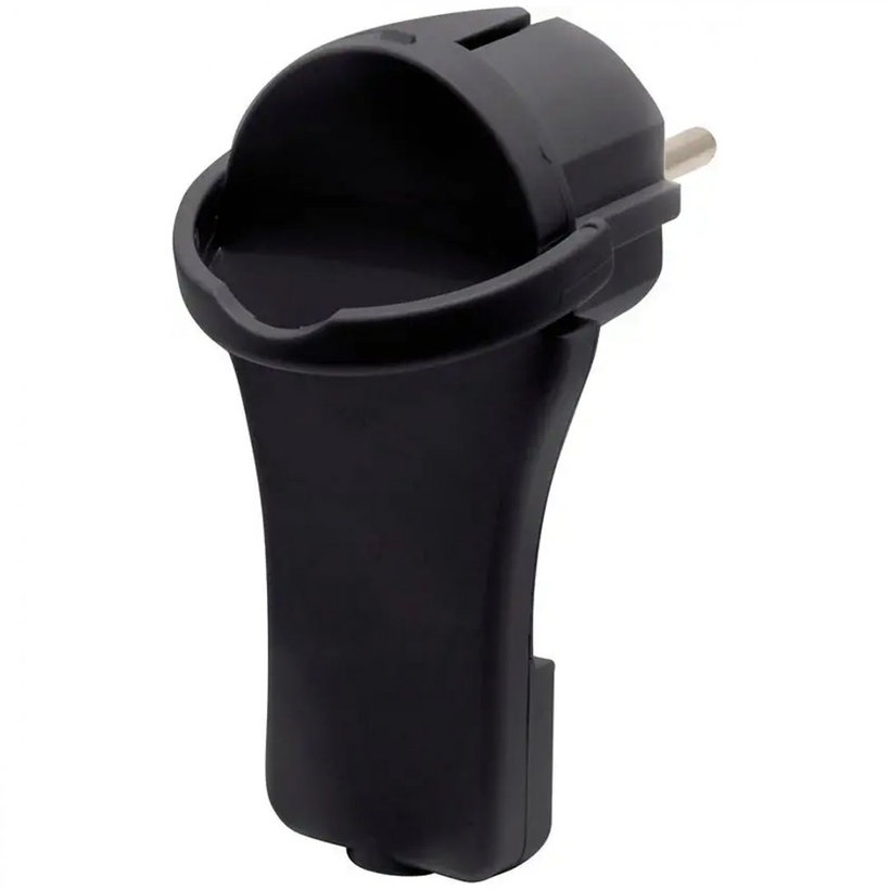 Plochá zástrčka černá se sklopným kroužkem