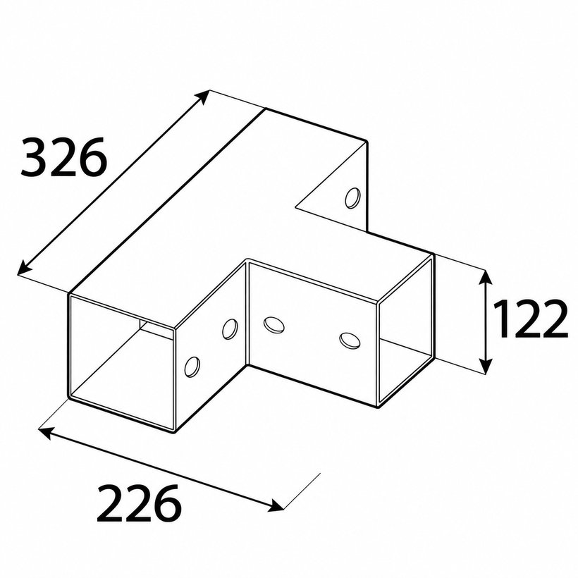 Spojka čtvercového nosníku GPT 120 černá 122x326x266 mm