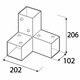 Spojka čtvercového nosníku GPY 100 černá 206x102x202 mm