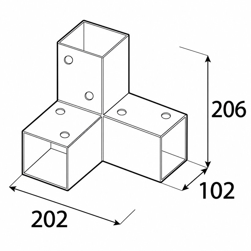 Spojka čtvercového nosníku GPY 100 černá 206x102x202 mm