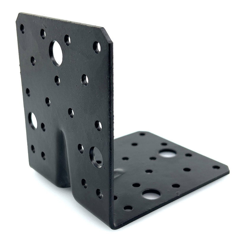 Úhelník s prolisem - černý 10ks 105x105x90x2,5mm