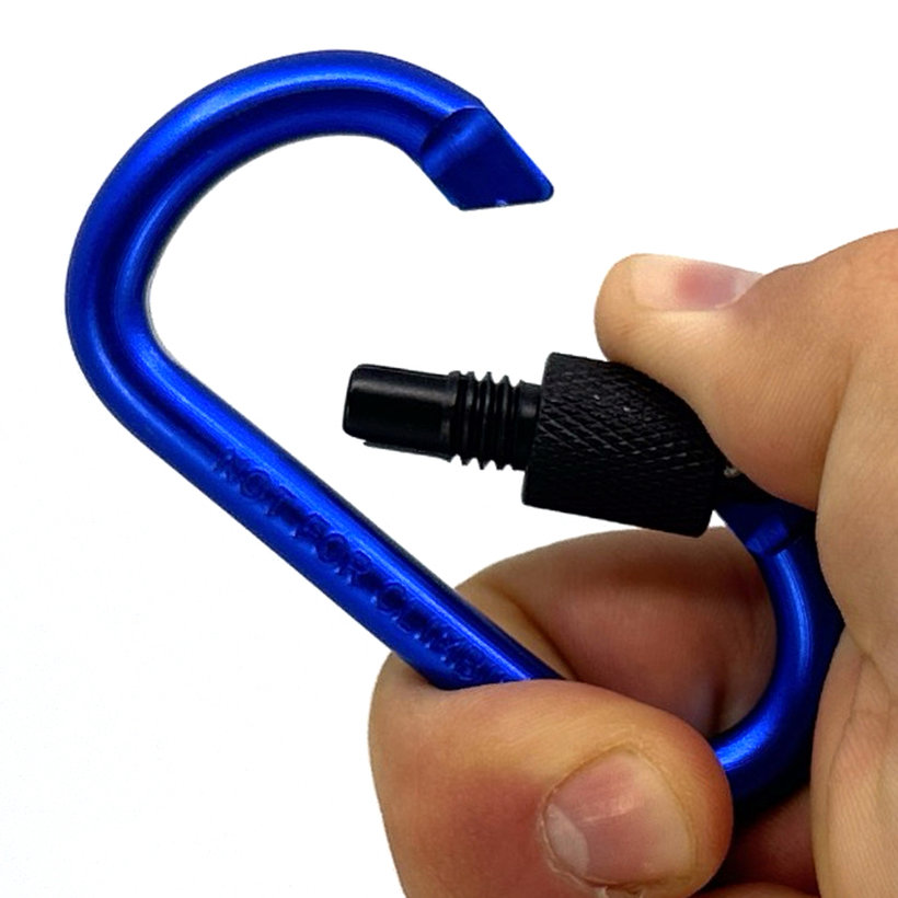 Hliníková karabina s pojistkou - modrá