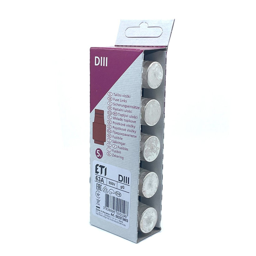 DIII T 63A válcová pojistka pomalá