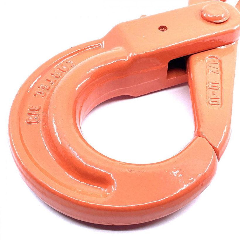 Samozajišťovací hák na řetěz s vidlicí tř 100 oranžový 13mm