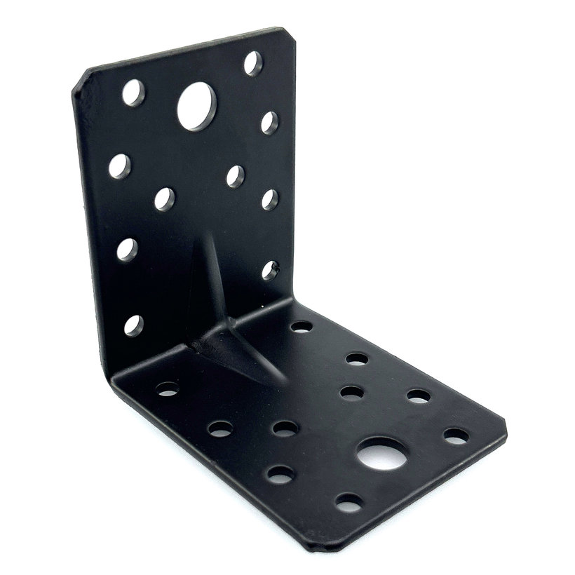 Úhelník s prolisem - černý 10ks 70x70x55x2,5mm