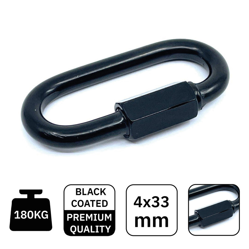 Karabina s maticí černá 4mm