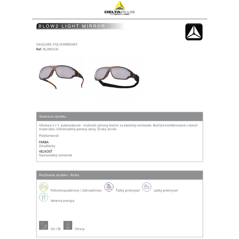 Pracovní brýle BLOW2 LIGHT MIRROR