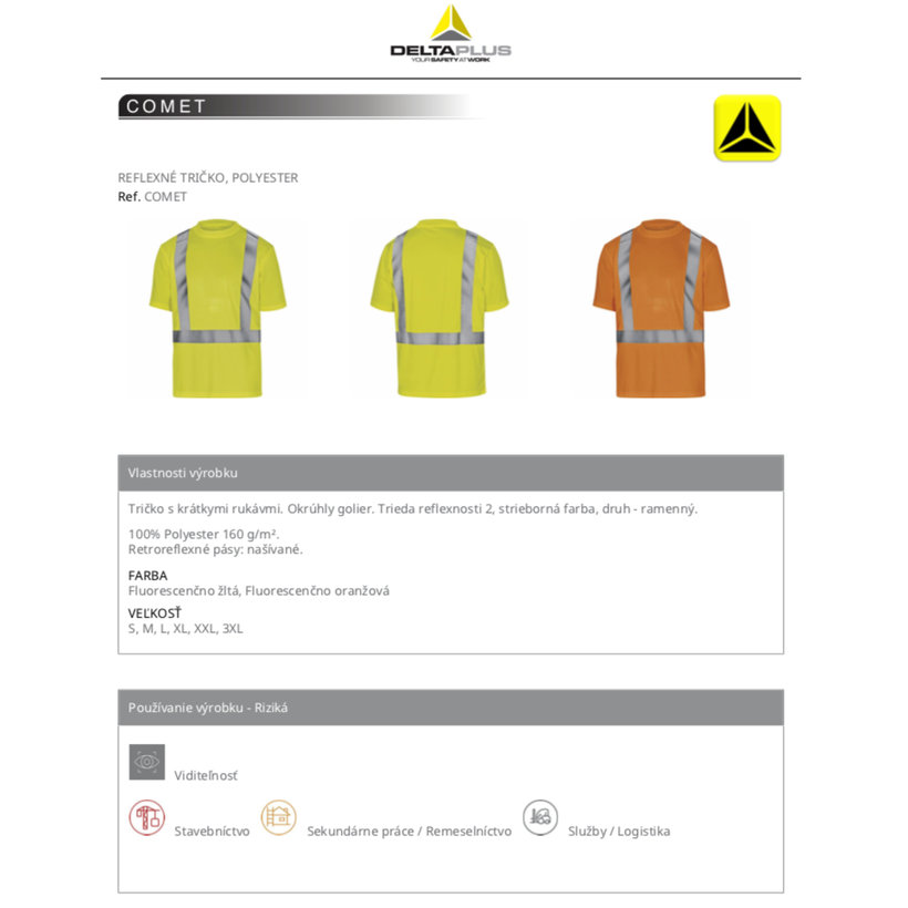 Reflexní tričko COMET oranžové L