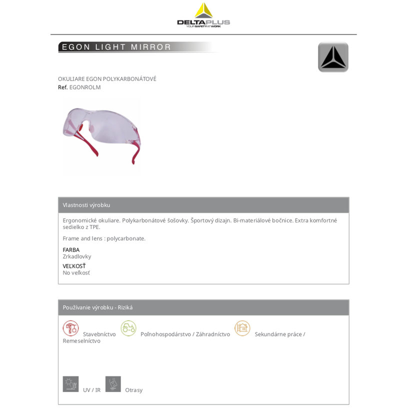 Pracovní brýle EGON LIGHT MIRROR