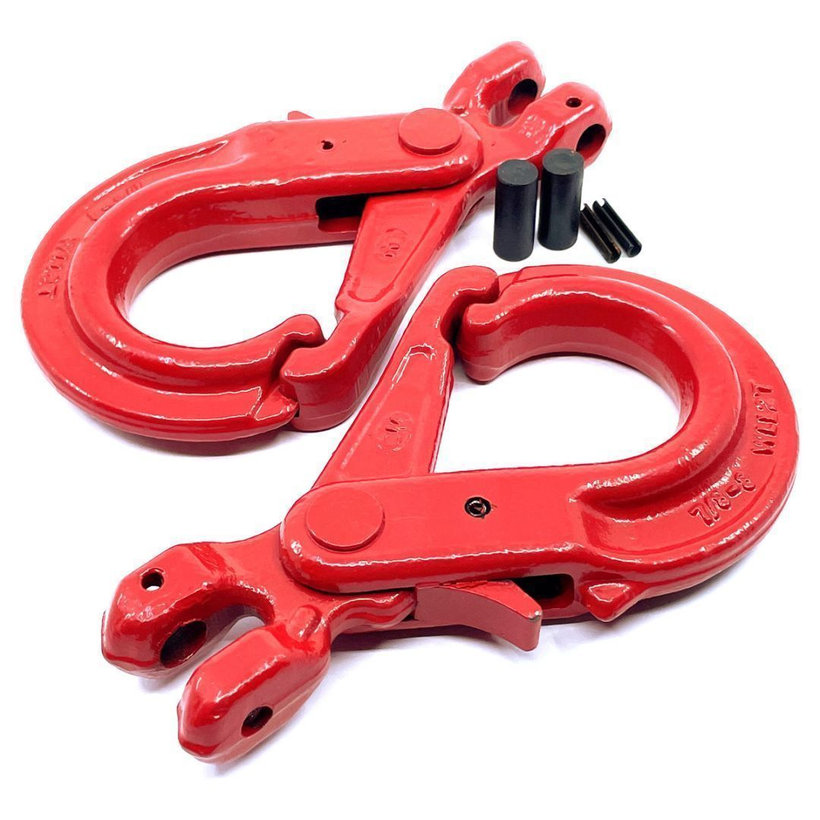 Samozajišťovací hák na řetěz s vidlicí tř 80 červený 20mm