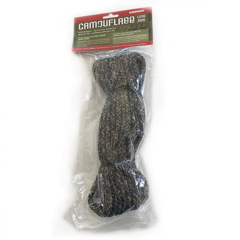 Polypropylenová šňůra pletená bez jádra CAMOUFLAGE 20m 8mm