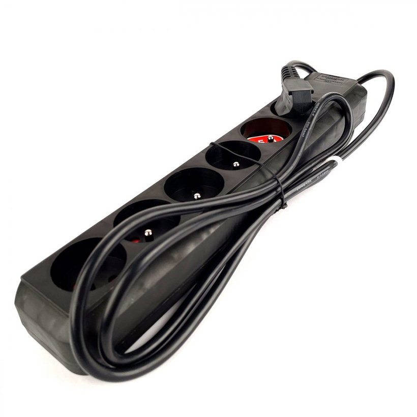 Prodlužovací kabel 6-zásuvkový bez vypínače černý 1,5m