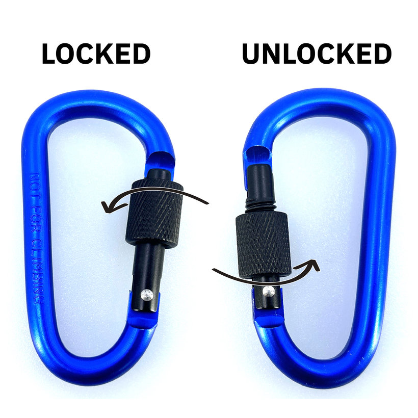 Hliníková karabina s pojistkou - modrá