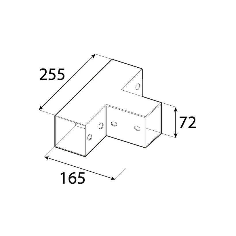 Spojka čtvercového nosníku GPT 70 černá 72x165x72 mm