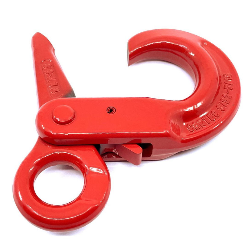 Samozajišťovací hák s okem tř 80 červený 8mm