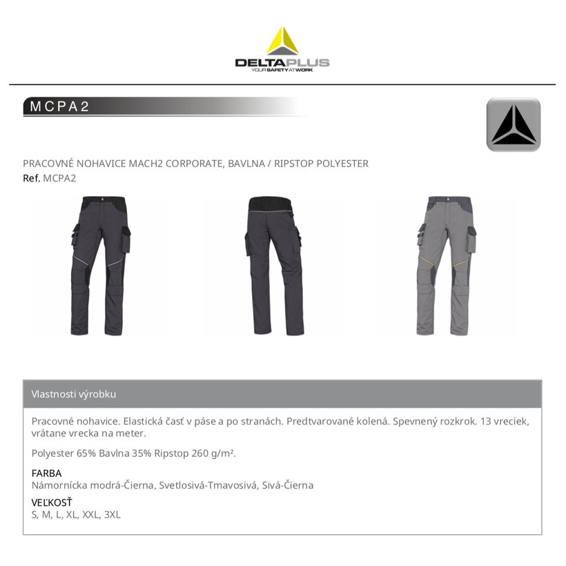 Pracovní kalhoty MACH2 CORPORATE šedá 3XL