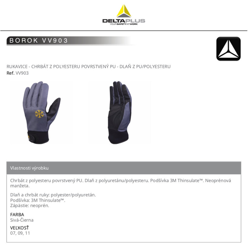 Zateplené pracovní rukavice BOROK VV903 09