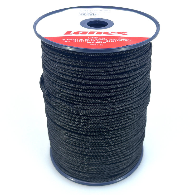 PA pletené lano s jádrem černé 16pr 6mm