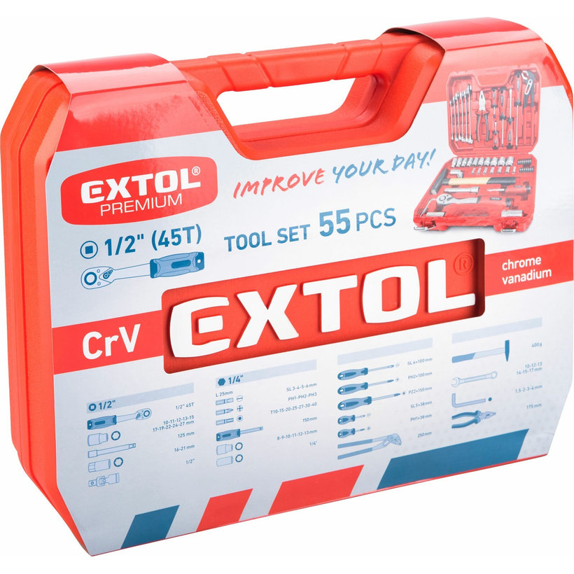 Sada nářadí 55dílná, Cr-V