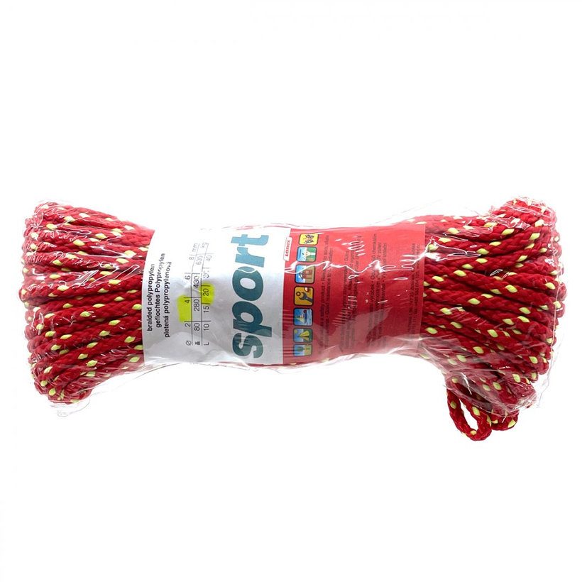 Polypropylenová šňůra pletená bez jádra barevná 20m 4mm