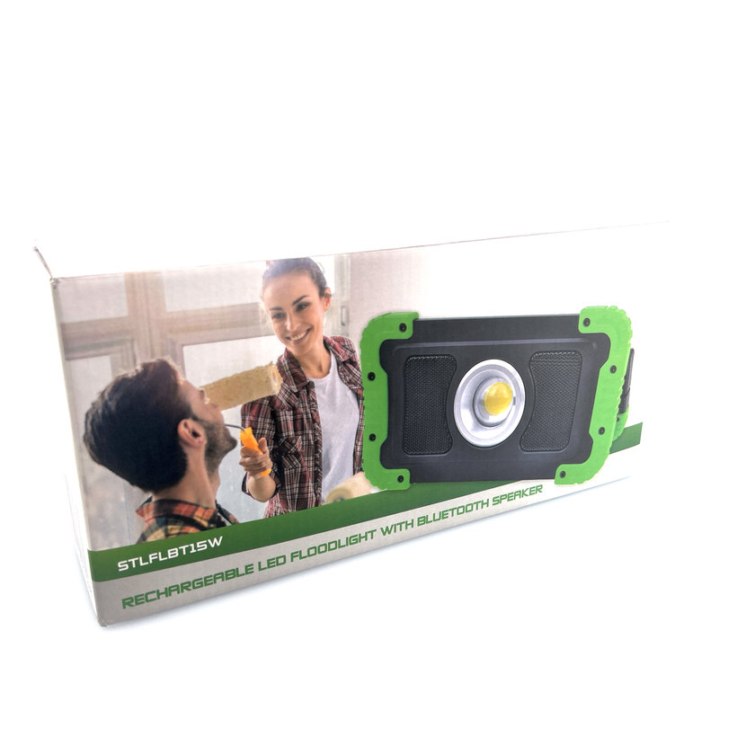 Akumulátorový montážní LED reflektor s reproduktorem Bluetooth