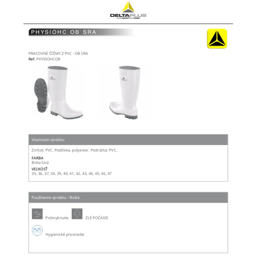 Holínky gumáky bílé PHYSIOHC 37