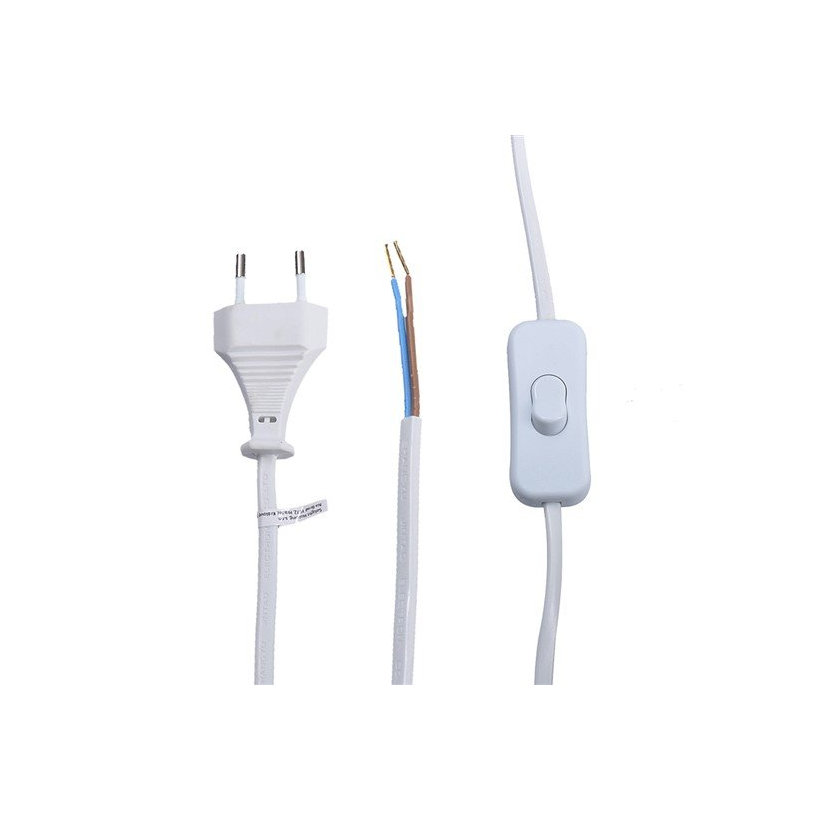 Flexo šňůra 2m 2x0,75 bílá plochá - vypínač