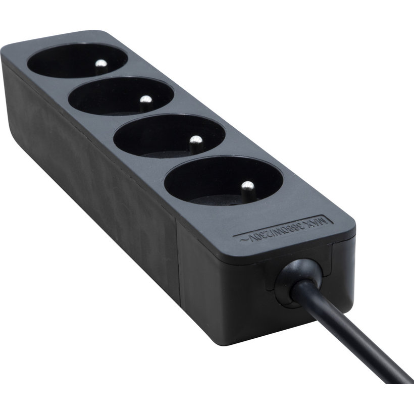 Prodlužovací kabel Eco-Line, 4 zásuvky, černý, 5 m