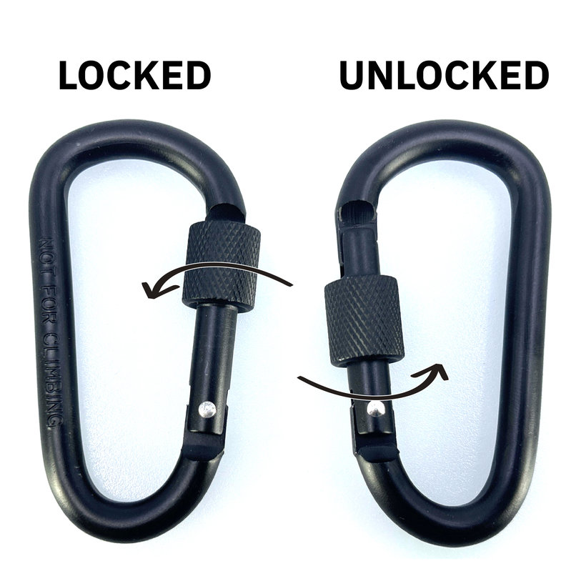 Hliníková karabina s pojistkou - černá