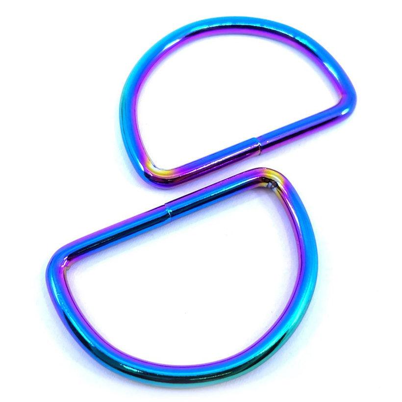 Kroužek svařovaný tvar D duhový 3x16mm