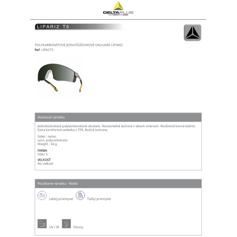 Pracovní svářečské brýle LIPARI2 T5