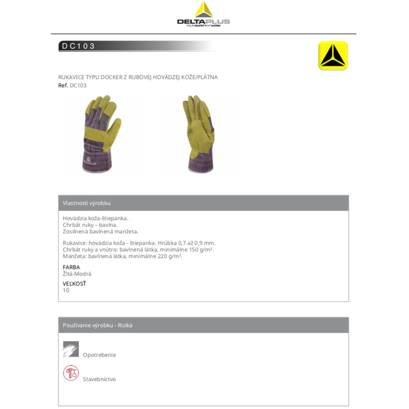 Pracovní rukavice DC103 kožené 10